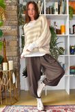 Stripe Boucle Slouch Knit Oatmeal & Ecru
